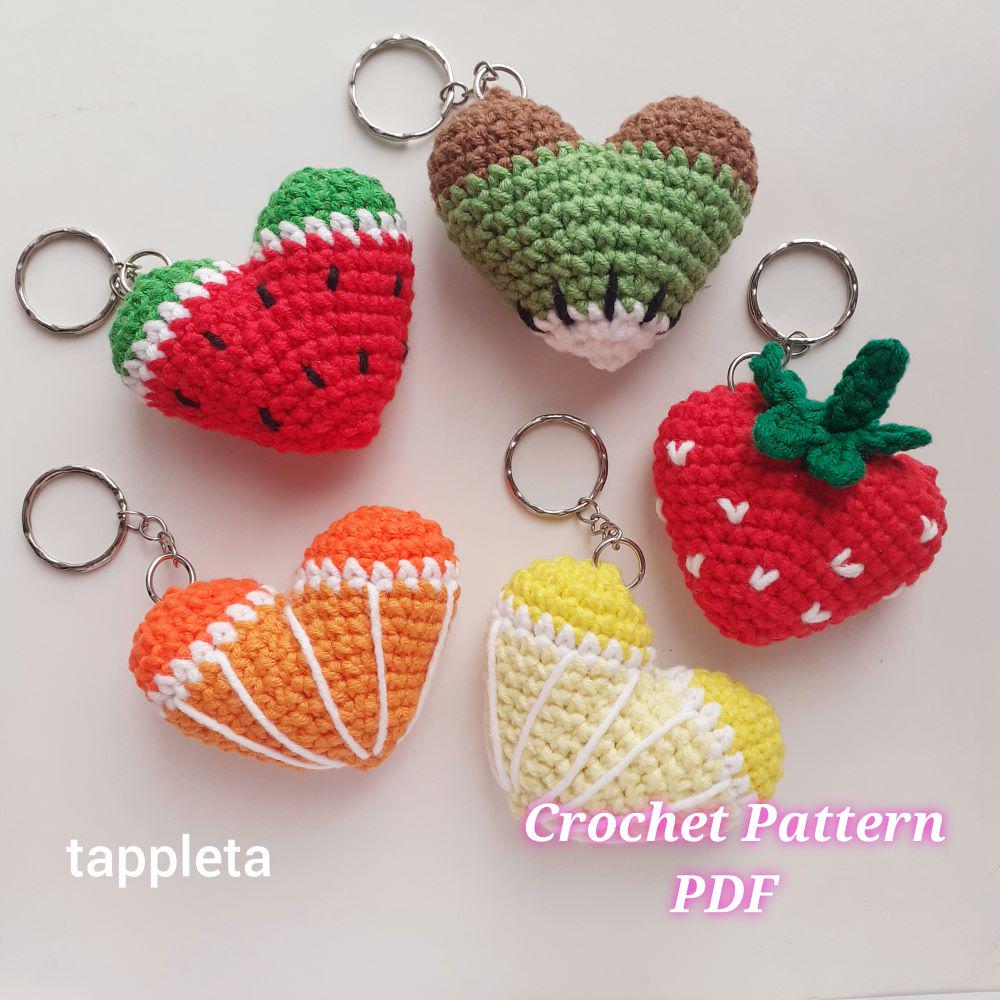 Fruit Berry Heart Keychain Pattern
