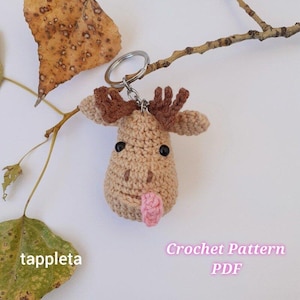Moose keychain crochet pattern, Amigurumi tiny elk charm crochet, Moose ornament, Christmas keepsake, cute moose meme handmade gift