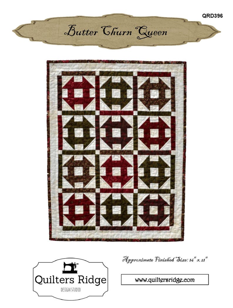 Butter Churn Queen Quilt Pattern PDF Reproduction Traditional Etsy