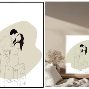 Custom Line Art Portrait from Photo – Personalized Digital Drawing – Pet, Couple, Family, or Solo Illustration – Minimalist Wall Art