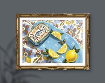 Sardines de Provence Art Print, French Kitchen Still Life (Digital Download)