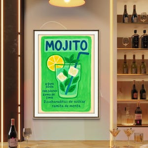 Mojito Cocktail Recipe Print: Colorful Bar Art (Digital Download)
