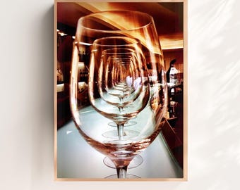 Abstract Wine Glass Photography Print: Modern Wine Bar Wall Art (Digital Download)