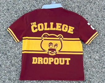 The College Dropout (Kanye West inspired) Maroon & Gold Stripe Polo (Shortsleeve)