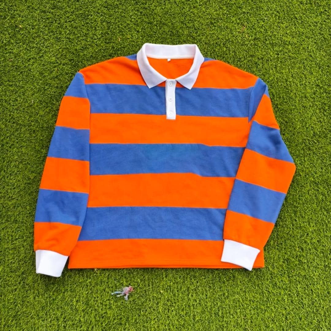 The College Dropout (kanye West) Inspired Orange Blue Polo Rugby