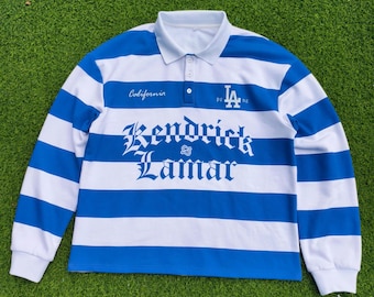 Kendrick "Duckworth" Inspired Blue & White Striped Polo Sweatshirt (Blanks available too)