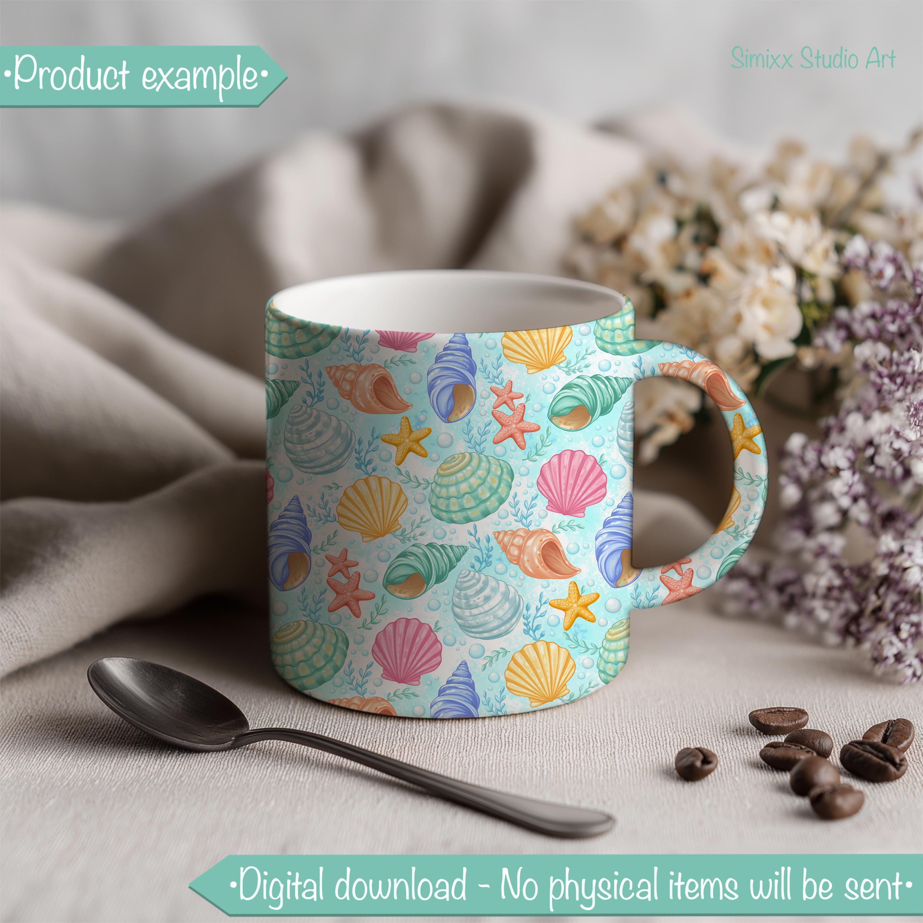 Seashell Seamless Pattern | Cute Beach Shells & Starfish Digital Paper ...