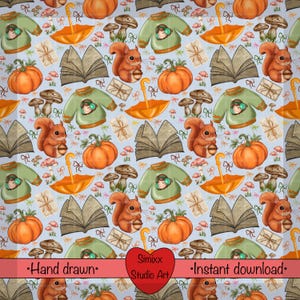 Coquette Fall Sweater Pattern  300DPI  Instant Download Digital Papers Vinyl Fabric Surface Design bookish  seamless pattern