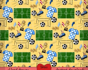 Soccer Seamless Pattern: Sports Design Digital Paper (300DPI, 12x12")