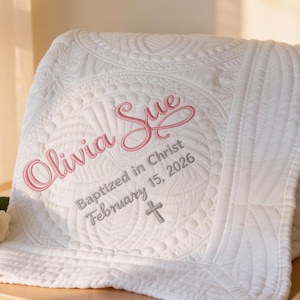Personalized Baptism Gift: Embroidered Blanket for Boy or Girl as a Christening Keepsake from Godparents