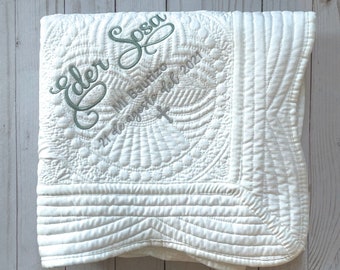 Personalized Mi Bautizo Blanket: Cotton Baptism Gift, 36x46 Inches