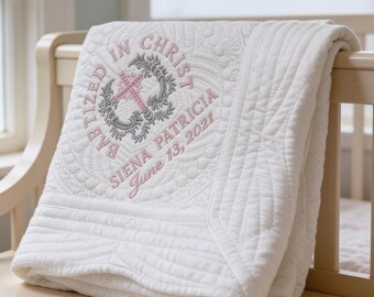 Personalized Baptism or Christening Blanket: Keepsake Gift from Godparents