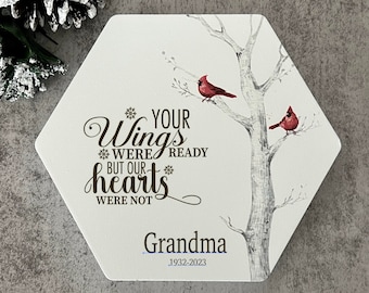 Personalized Memorial Sign - Shelf Sitter- Cardinals are Near- Bereavement Gift - Family Loved One Tribute - Wood Sign - Loss of Loved One