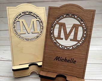 Cell Phone Stand - Personalized Phone Holder - Charging Stand - Laser Cut Wood - Employee Gift - Corporate - Easter Basket Gift