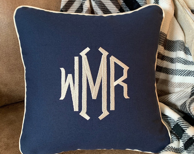 Monogram Pillow: Personalized Canvas Throw Pillow Cover (16x16)