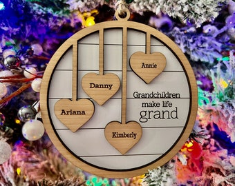 Gift from Grandkids - Personalized Ornament - Mothers Day Gift From Grandchildren- Gift for Grandparents or Grandparents - Up to 10 Names