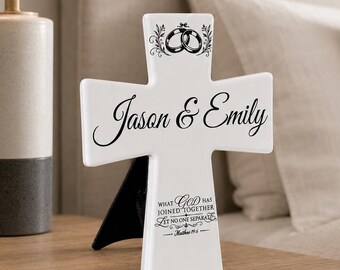 Personalized Wedding Cross for Couple: Marriage Gift Home Decor
