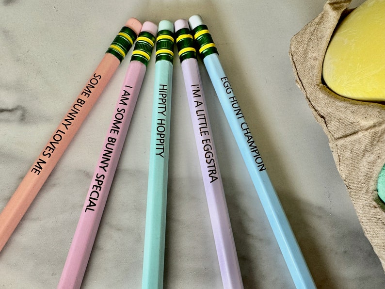 Easter Pencils Basket Filler For Kids Gift from Grandma Pastel Pencils Teacher Gift Classroom Gift Can be Personalized image 2