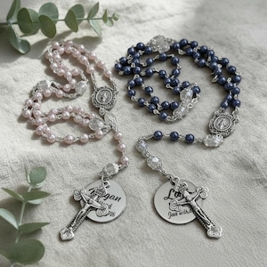 Chapelet personnalisé - Baptême, baptême, souvenir de la première communion