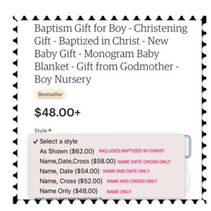 Baptism Gift for Boy Christening Gift Baptized in Christ New Baby Gift Monogram Baby Blanket Gift from Godmother Birthday Gift image 2