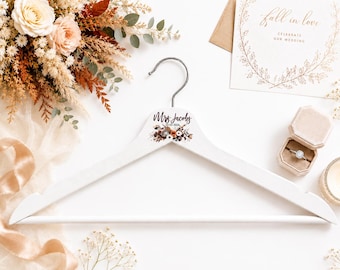 Personalized Fall Wedding Dress Hanger: Bride Gift