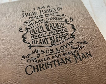Prayer Journal for Him or Her -Father's Day Gift -  Faith Journal - Christian Man Gift  - Leatherette - Laser Engraved - Religious Gift