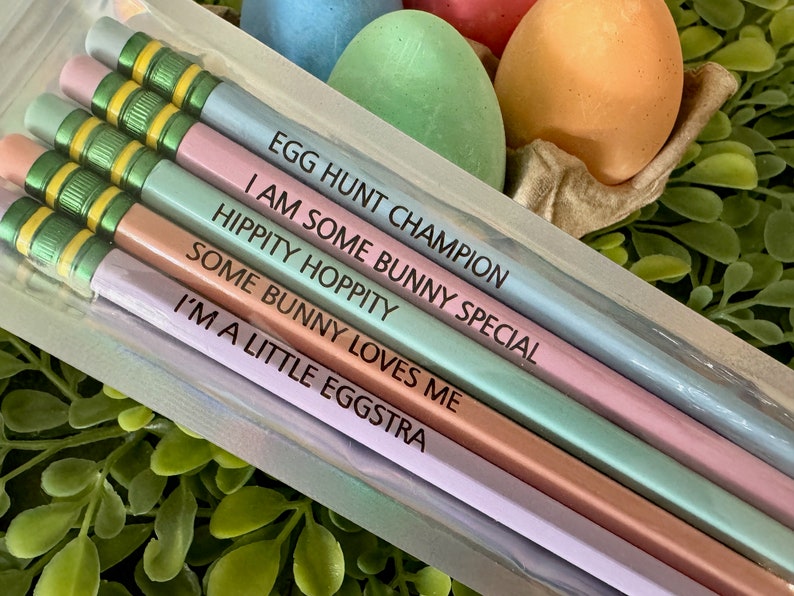 Easter Pencils Basket Filler For Kids Gift from Grandma Pastel Pencils Teacher Gift Classroom Gift Can be Personalized image 1