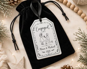 Personalized Engagement Ornament Christmas Gift for Couple: Custom Engaged 2026