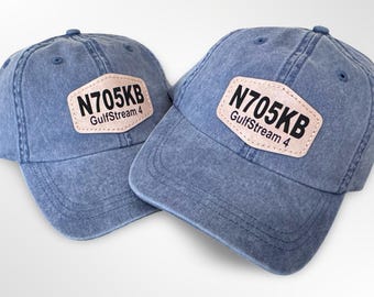 Airplane Tail Number Hat: Laser Engraved Aviation Gift for Pilot