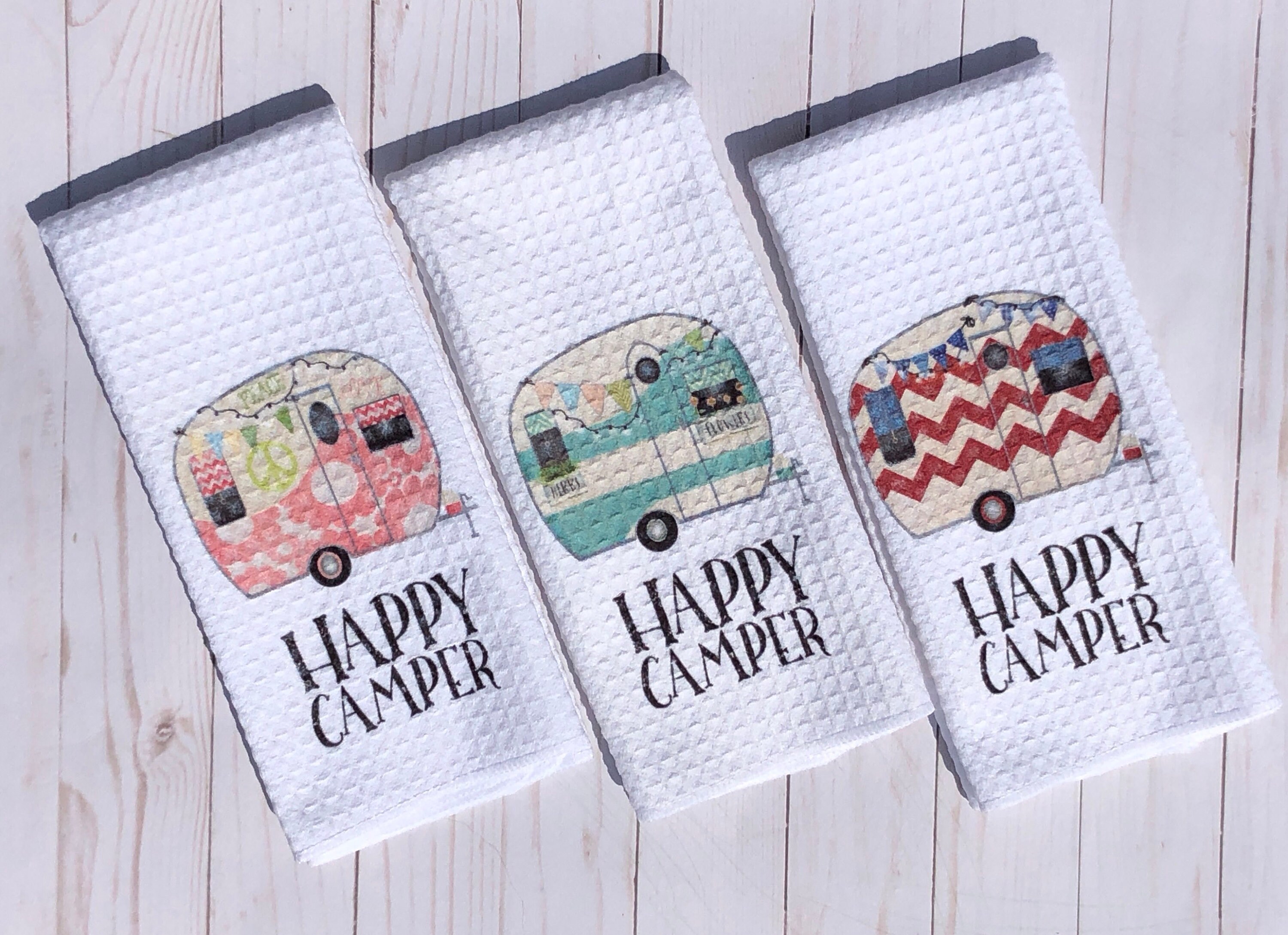 Camping Gift Happy Camper Kitchen Towel Camp Kitchen RV Etsy