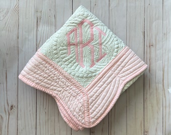 Baby Girl Gift Personalized - Baby Blanket Pink - Three Letter Diamond Monogram - Pink Nursery Decor - New Baby Gift - Shower Gift