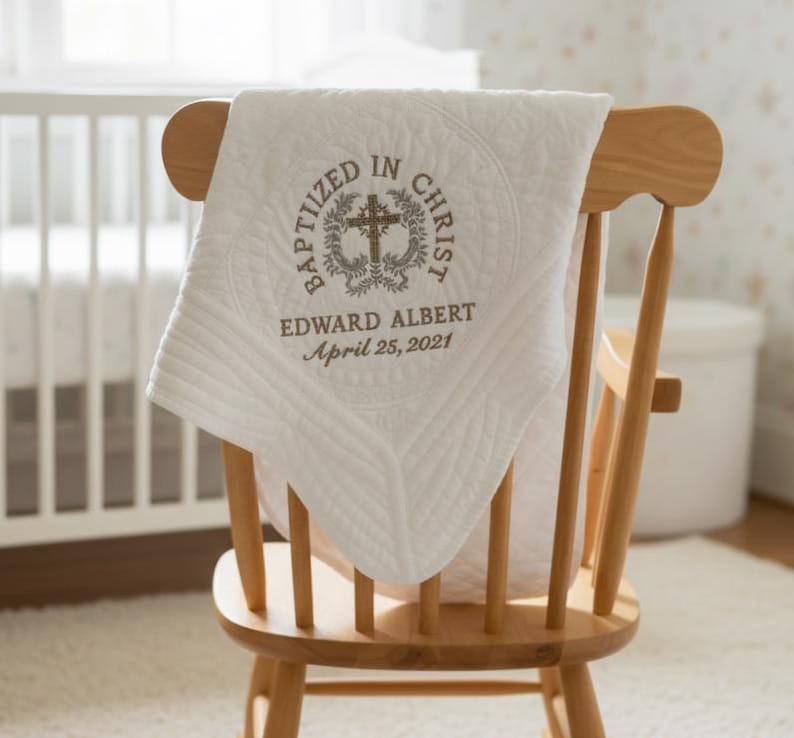 Luxury Baptism Blanket: Customized for Girls or Boys as Gift from Godparents image 9