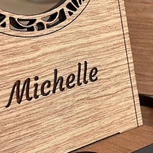 Cell Phone Stand Personalized Phone Holder Charging Stand Laser Cut Wood Employee Gift Corporate Easter Basket Gift image 3