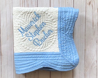 Personalized Baby Blanket - 36 x46 Inches - For Boy or Girl - Baby Shower Gift - New Baby - Nursery Decor - Blue, Pink, Gray, Navy, Mint