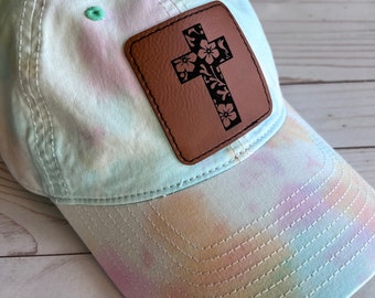 Cross Hat for Women - Tie Dye Cap - Easter Basket Gift - Laser Engraved - Christian Gift - Be Still and Know - Jesus - Church Group Gift