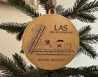 Aviation Ornament - Airport Sectional Map - Personalized First Solo Gift - Pilot Gift - Crew Base - Laser Engraved