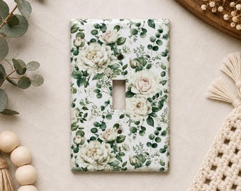 Ivory Floral Switch Cover Plate: Cottage Core for Bedrooms or Nursery