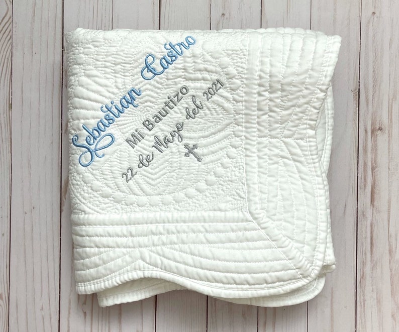 Mi Bautizo Gift Personalized Spanish Baby Blanket 36 X 46 Etsy