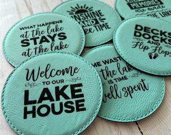 Lake Life Coasters - Drink Coasters - Bar Decor - Lake House Gift - Housewarming or Hostess Gift - Wedding Shower - Laser Engraved