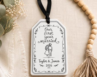 Just Married Christmas Ornament: First Year Wedding Gift for Couple