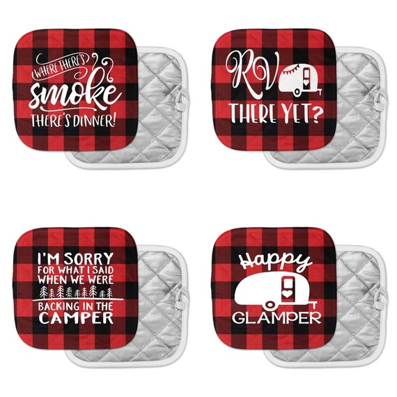 Camping Pot Holders Camp Kitchen 8 x 8 Inches Red Etsy