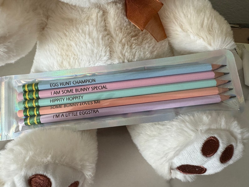 Easter Pencils Basket Filler For Kids Gift from Grandma Pastel Pencils Teacher Gift Classroom Gift Can be Personalized image 3