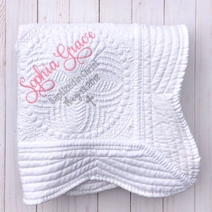 personalized baptism blanket with matching burp cloth