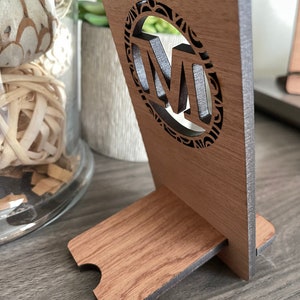 Cell Phone Stand Personalized Phone Holder Charging Stand Laser Cut Wood Employee Gift Corporate Easter Basket Gift image 4