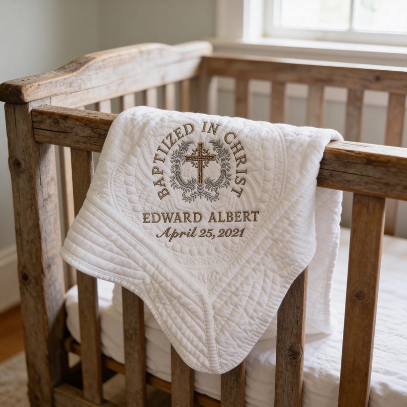 Luxury Baptism Blanket: Customized for Girls or Boys as Gift from Godparents image 1