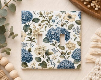 Blue Floral Switch Cover Plate: Cottage Core Decor  for Bedrooms