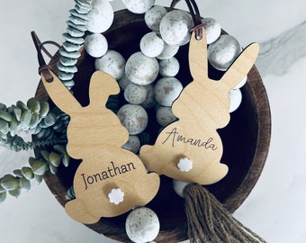 Easter Basket Tag Bunny - Personalized - Gift for Grandkids - For Grandchildren - Gift Tags - Maple and Walnut - Girl or Boy - Present