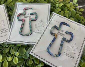 Personalized Baptism Favors - Bookmark - Wood Cross - Bible - First Communion and Confirmation - Gift for Godparents - Christening -