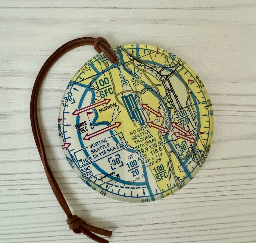 Gift for Pilot Aviation VFR Sectional Ornament Airport Map Flight