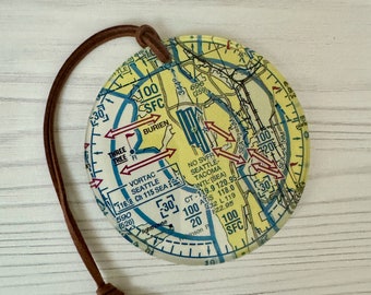 Gift for Pilot: Personalized Aviation Ornament with VFR Sectional Map